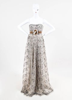 Dolce & Gabbana NWT $15500 Mauve Silk Floral Applique SL Embroidered Gown SZ 44