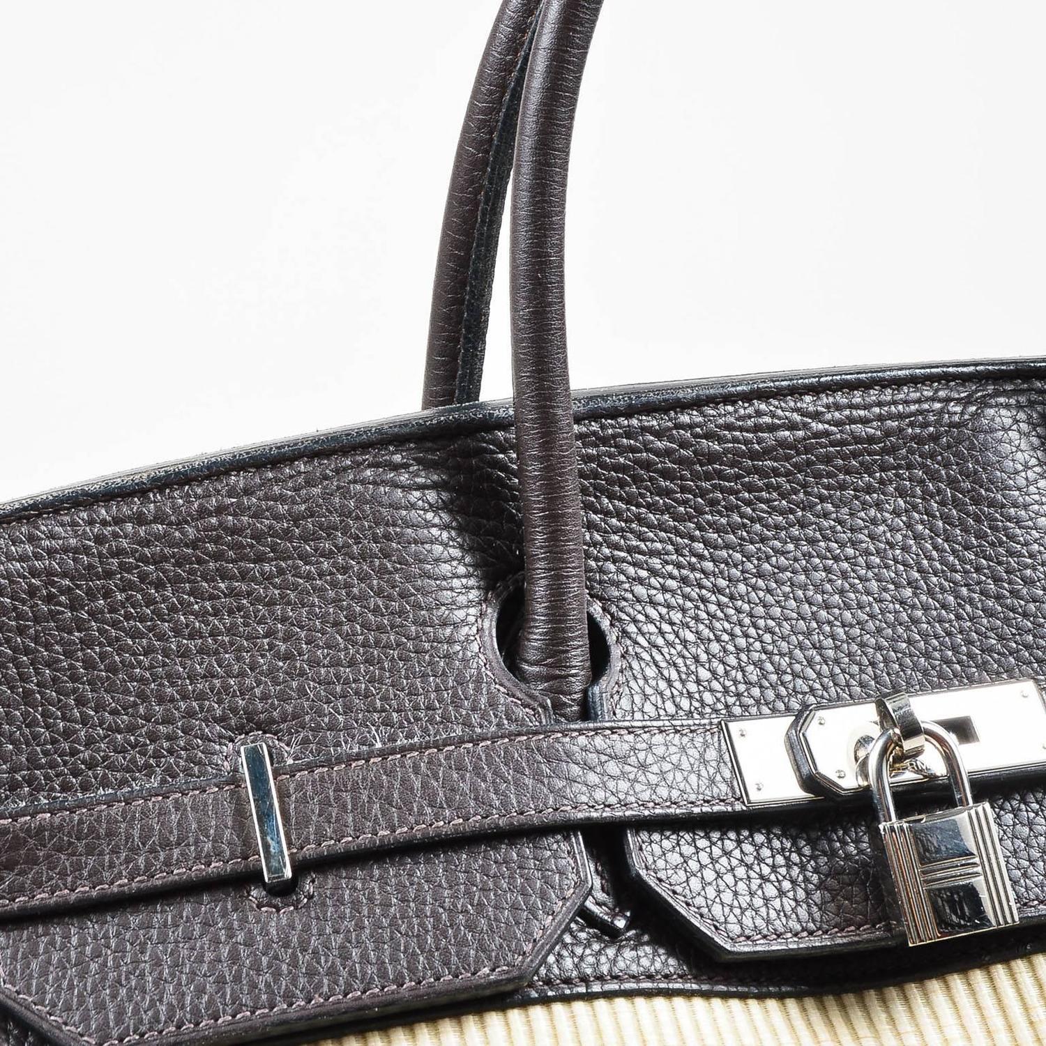 Hermes SHW Brown Togo Leather and Natural Crinoline 40 cm Birkin ...  