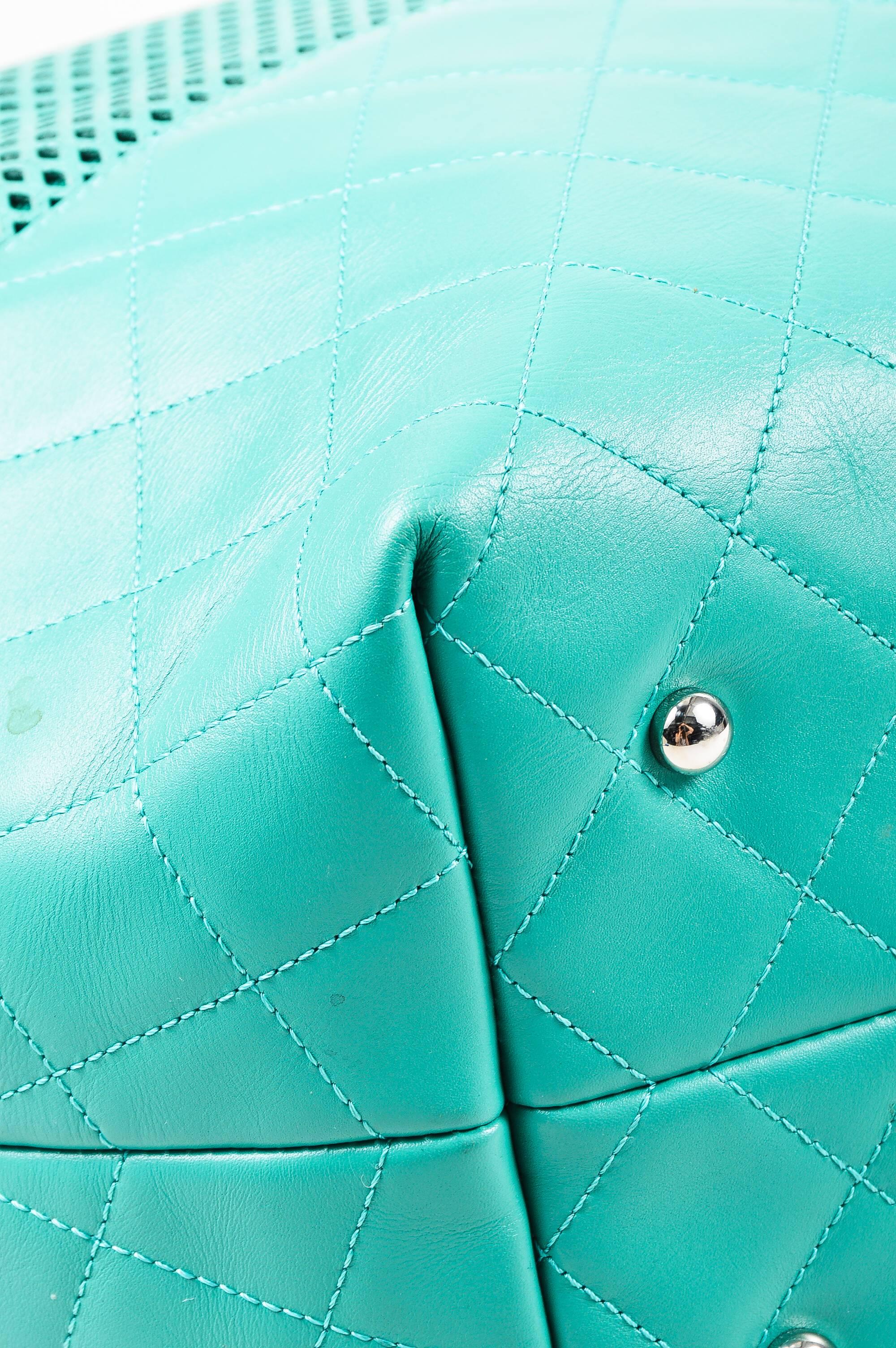 Chanel Teal Leather Perforated Quilted 