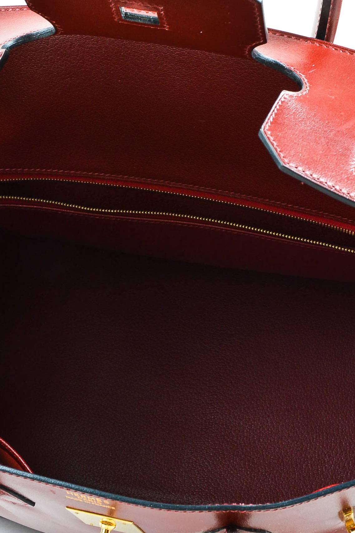 Hermes Oxblood Red Box Calf Leather 35cm 