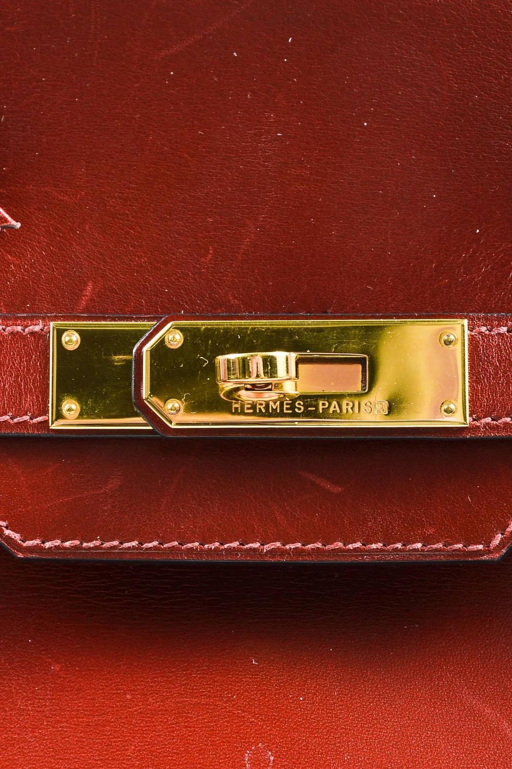 Hermes Oxblood Red Box Calf Leather 35cm \u0026quot;Birkin\u0026quot; Handbag For Sale ...  