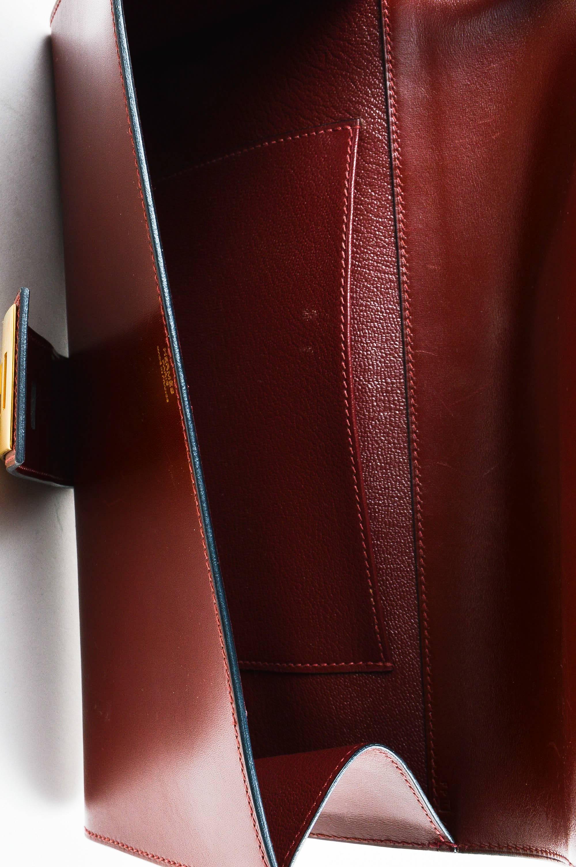 Hermes Oxblood Red Box Calf Leather Gold Tone Stud 