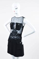 Vintage Istante By Gianni Versace NWT Black Wool Silk Sheer Sheath Dress SZ 42