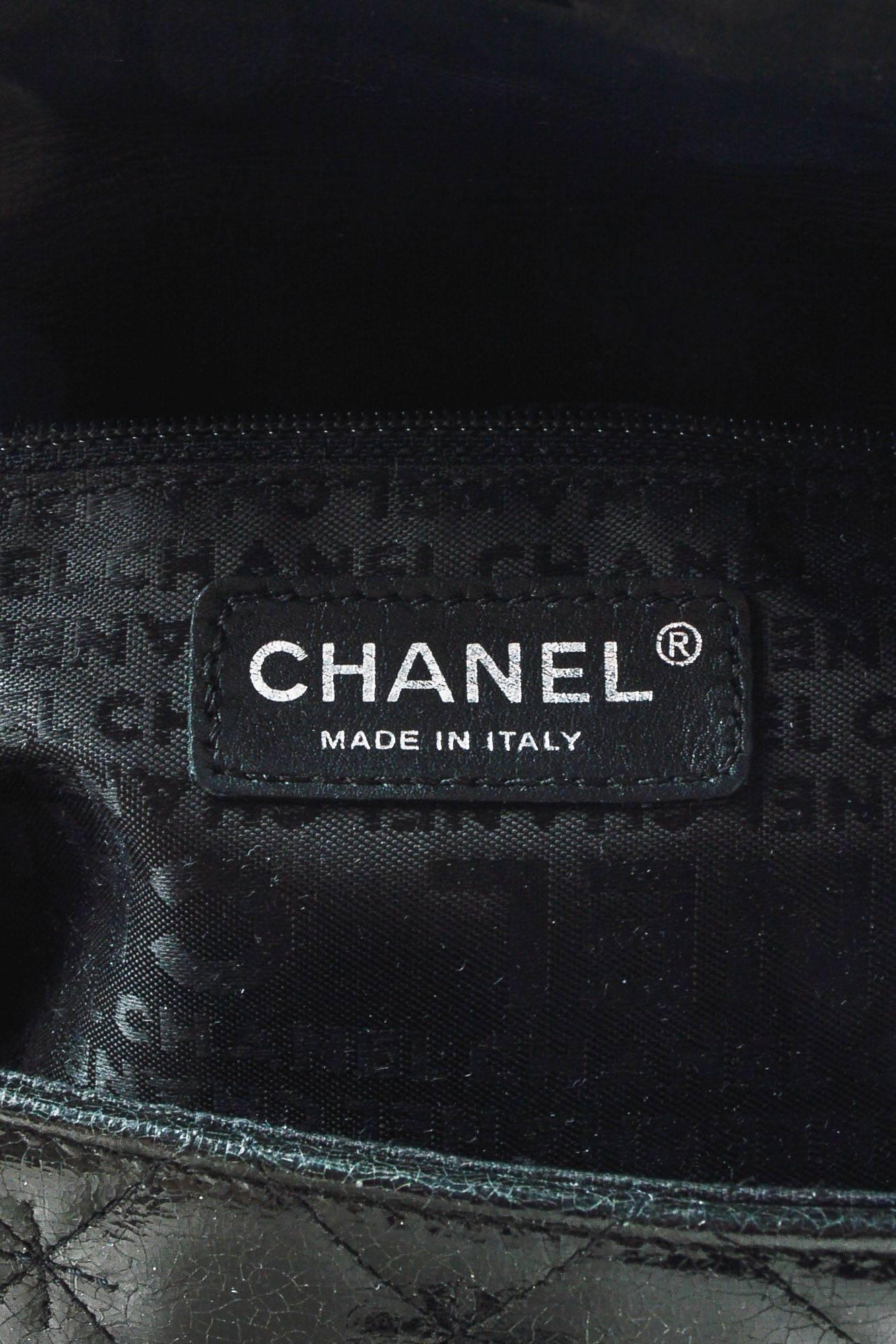 Chanel Black SHW Quilted Glazed Crackled Leather Mademoiselle Chain Strap Bag For Sale 2