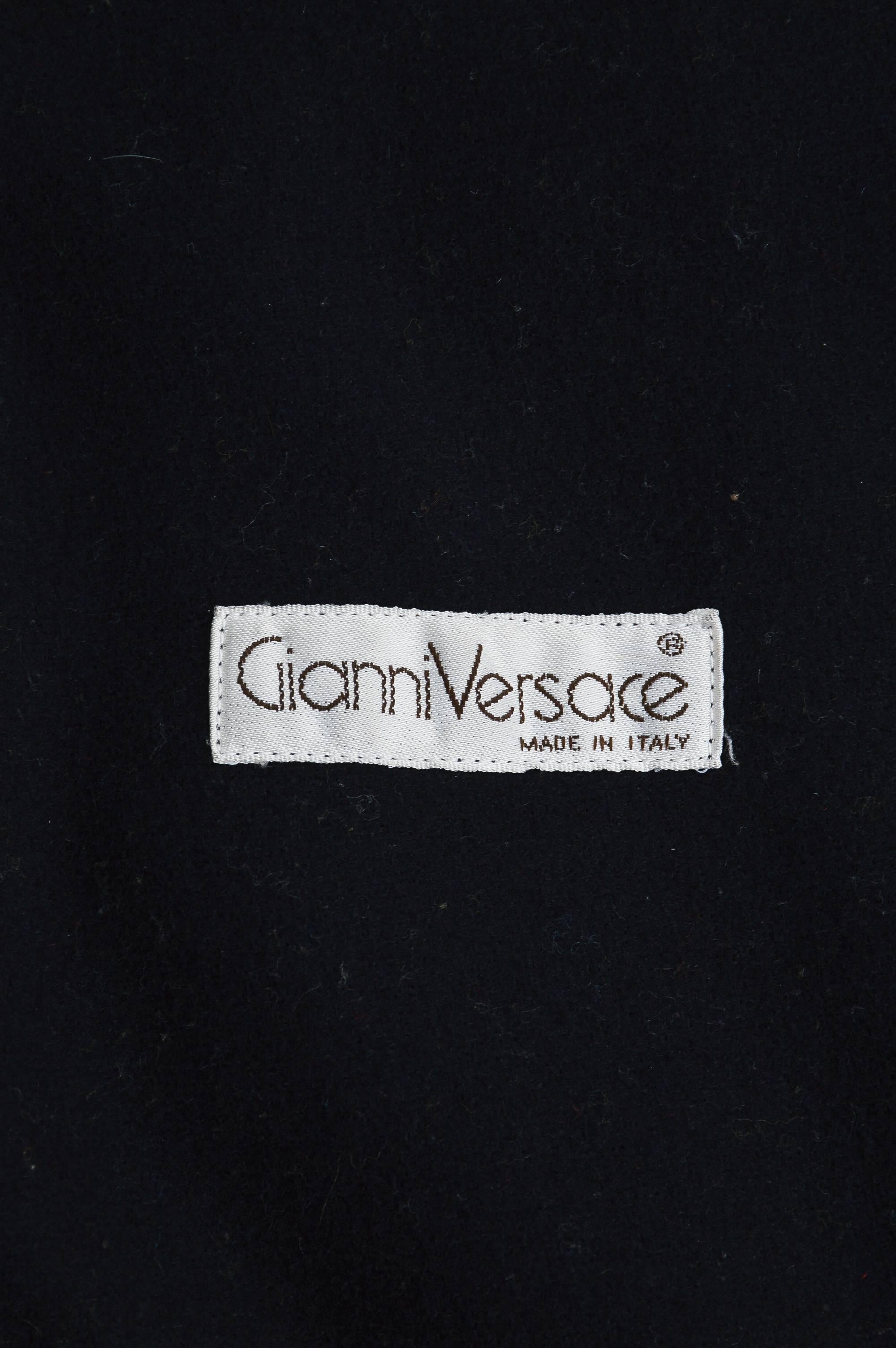 Women's or Men's Vintage Gianni Versace Black Leather Half Embossed Cropped Moto Jacket