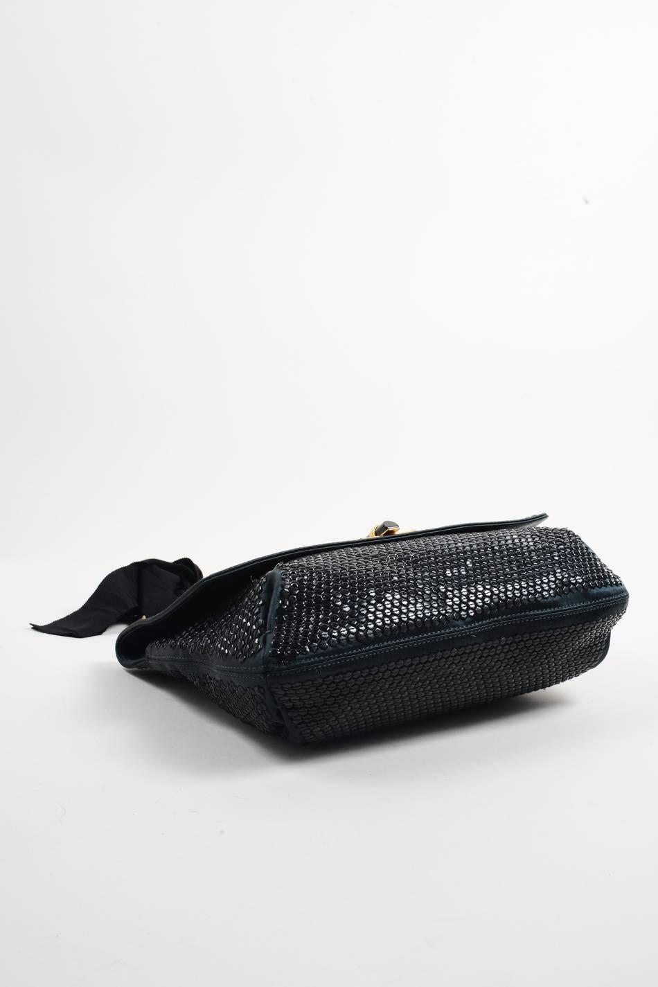 Lanvin Black Satin Bijoux Sequin Turnlock 'Happy' Shoulder Bag In Good Condition For Sale In Chicago, IL