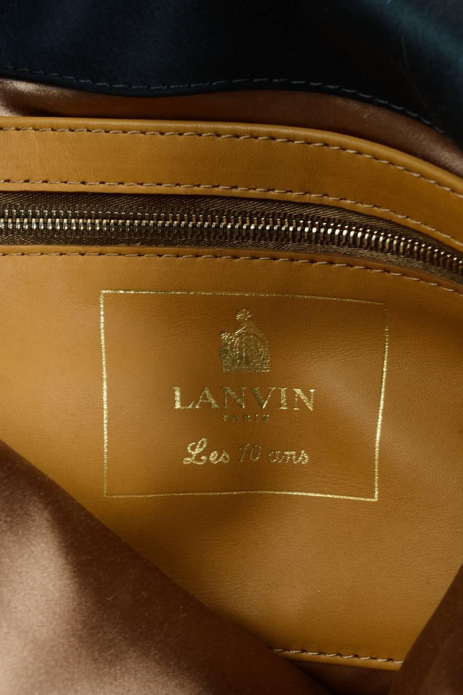 Lanvin Black Satin Bijoux Sequin Turnlock 'Happy' Shoulder Bag For Sale 3