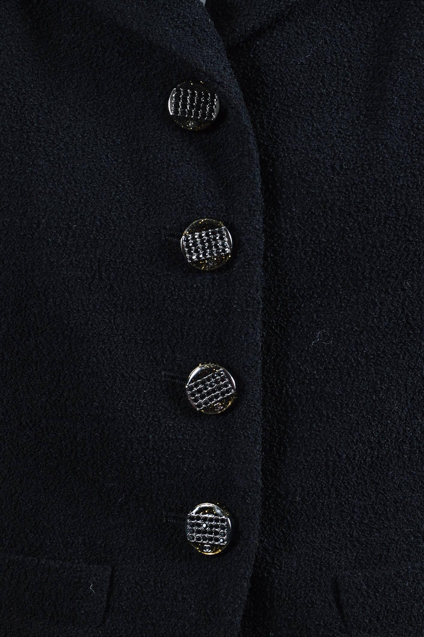 Women's Chanel Black Wool Blend Boucle Rhinestone 