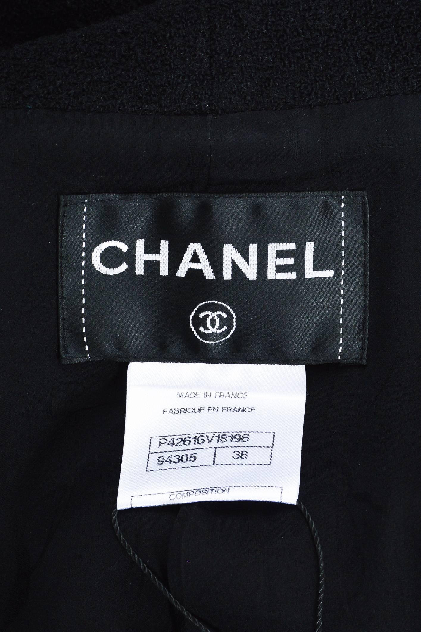 Chanel Black Wool Blend Boucle Rhinestone 