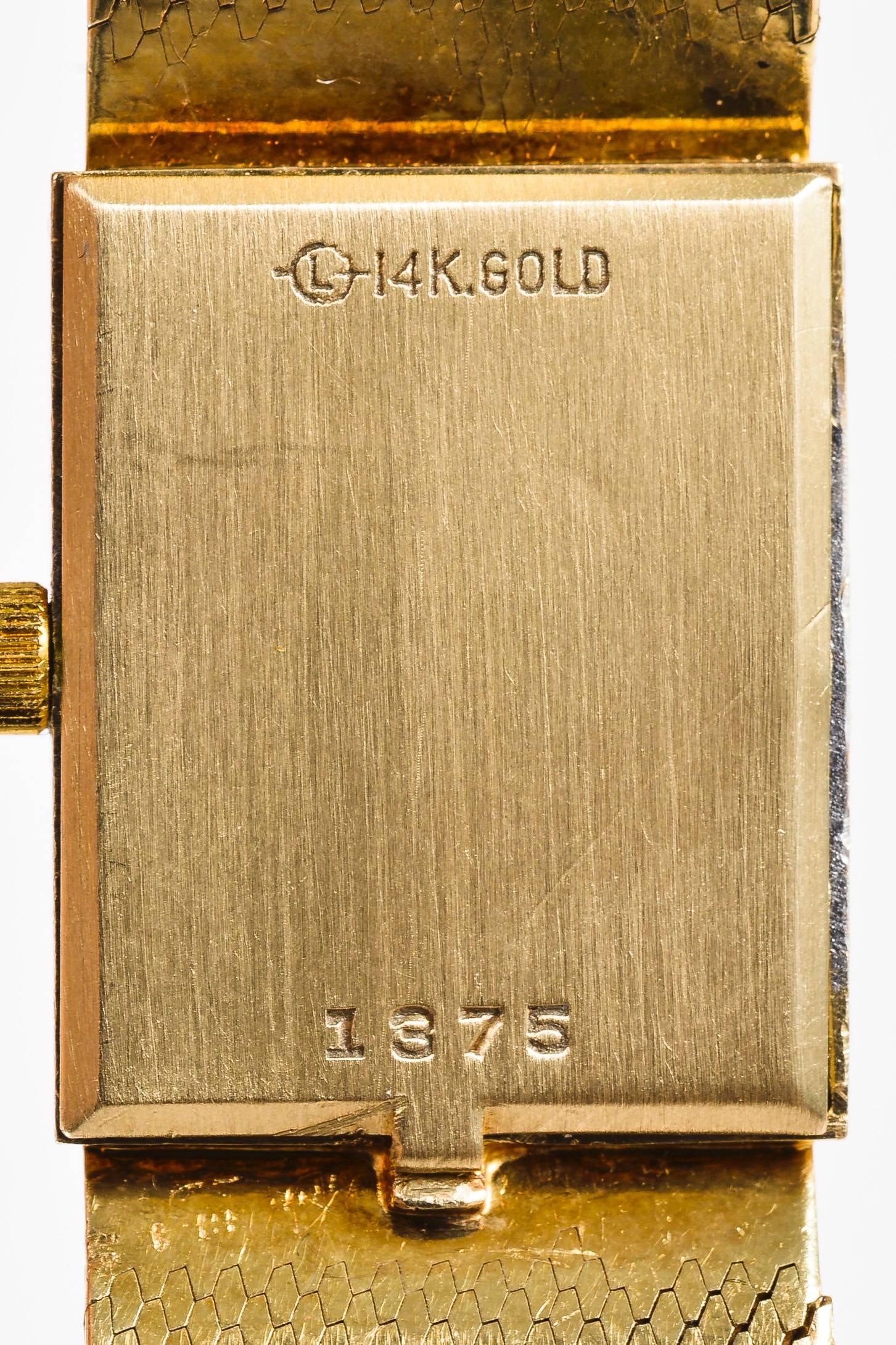 Vintage Omega $3995 14K Yellow Gold Diamond Rectangle Quartz Watch For Sale 2