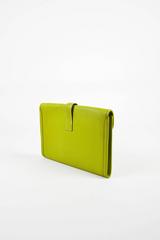 Hermes Vert Anis Green Togo Leather "Jige PM" Flap Clutch Bag