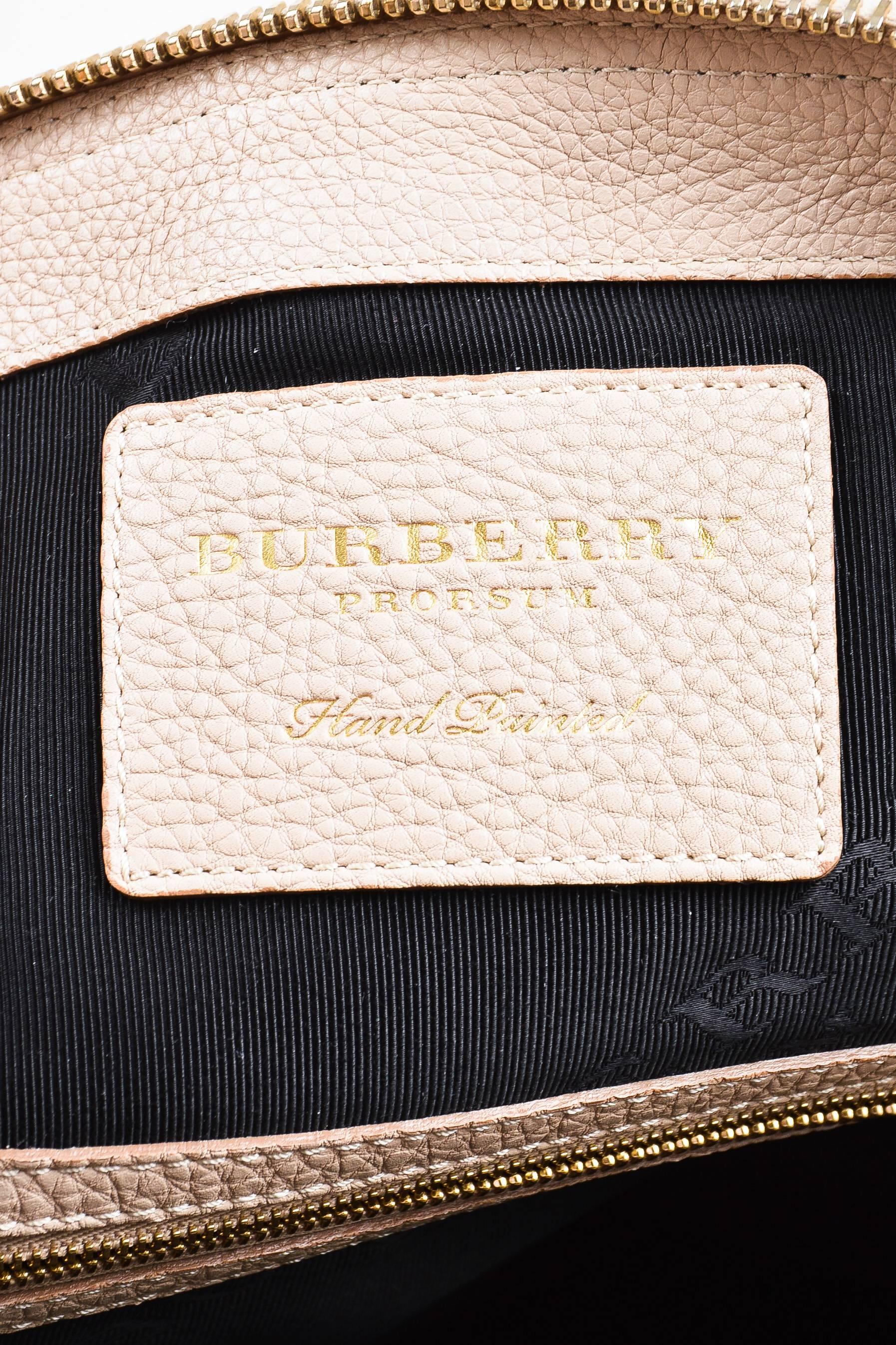 Burberry Prosum Beige Pink Green Pebbled Leather 
