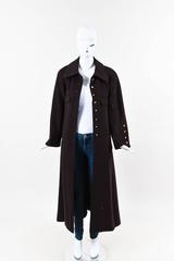 Vintage Chanel Boutique Dark Brown Cashmere & Wool 'CC' Buttons Long Coat SZ 40
