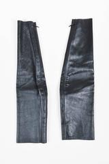 Chanel 03A Black Leather Zip Down Arm Sleeve Warmers SZ 1