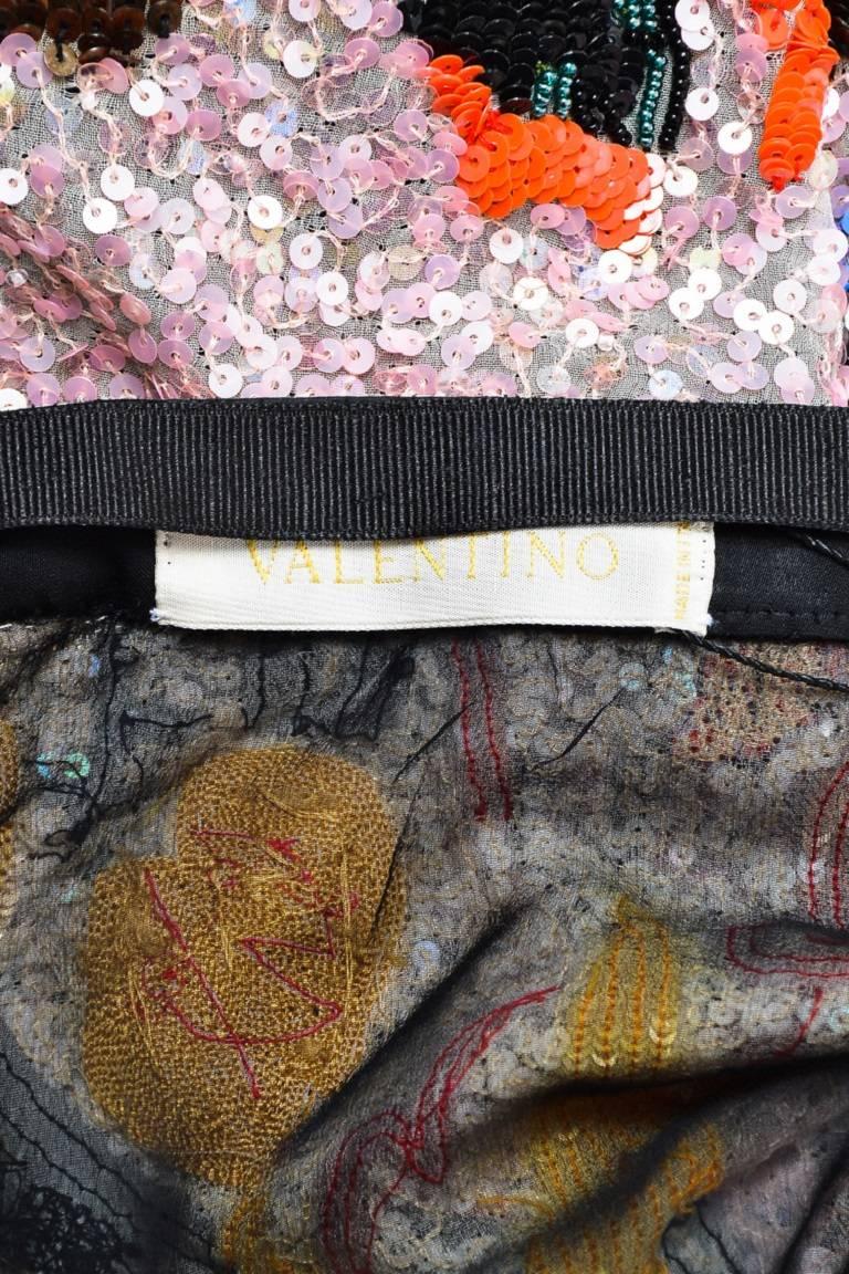 Valentino RTW F06 Black Pink Multicolor Sequined Jean Michel Basquiat Skirt In Good Condition In Chicago, IL