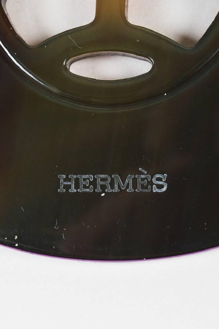 Women's or Men's Hermes Purple Brown Lacquered Buffalo Horn 