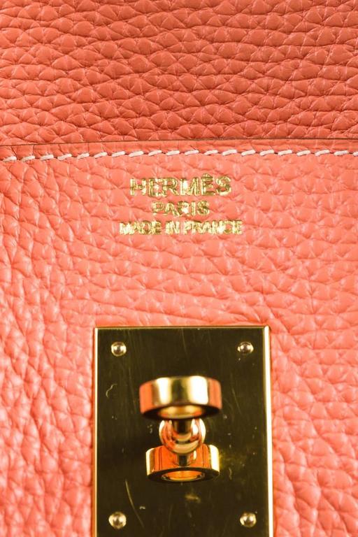 Hermes Crevette Coral Pink Togo Grained Leather 