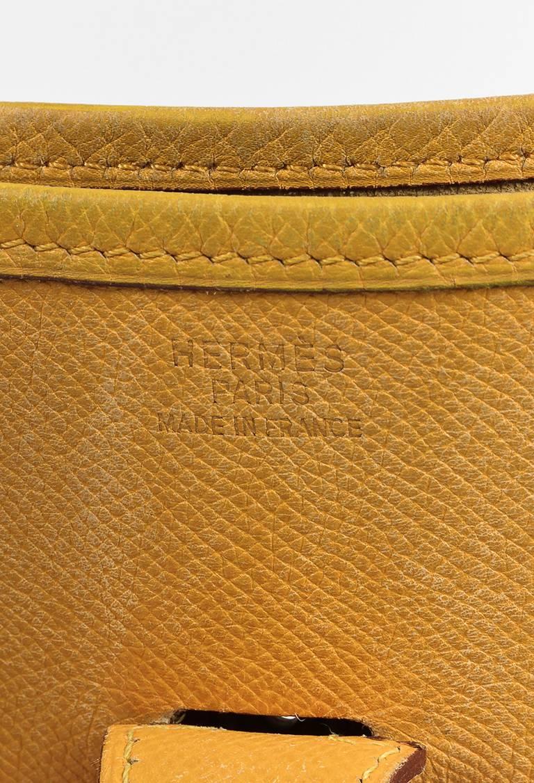 Hermes Vintage Yellow Courchevel Leather H Evelyne I GM Bag For Sale 2