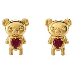 Boucles d'oreilles oursons en or 14k.