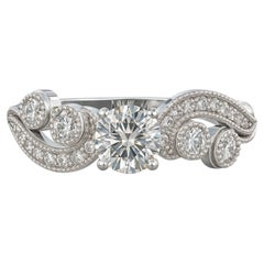 Anello di fidanzamento con moissanite vintage a taglio rotondo in oro 14k