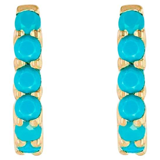 Boucles d'oreilles Turquoise en or 14k.