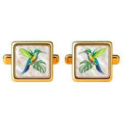 Boutons de manchette en nacre - Boutons de manchette Colibri