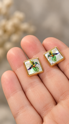Boutons de manchette en nacre - Boutons de manchette Colibri