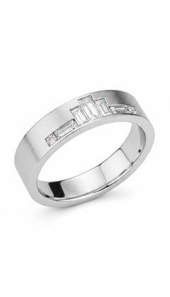Herrenring im Art-Déco-Stil mit Baguette-Moissanit, Silber und Gold