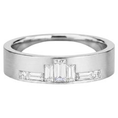 Herrenring im Art-Déco-Stil mit Baguette-Moissanit, Silber und Gold