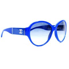 Chanel Blue 4148-B Embeliished CC Logo Shield Sunglasses For Sale at  1stDibs