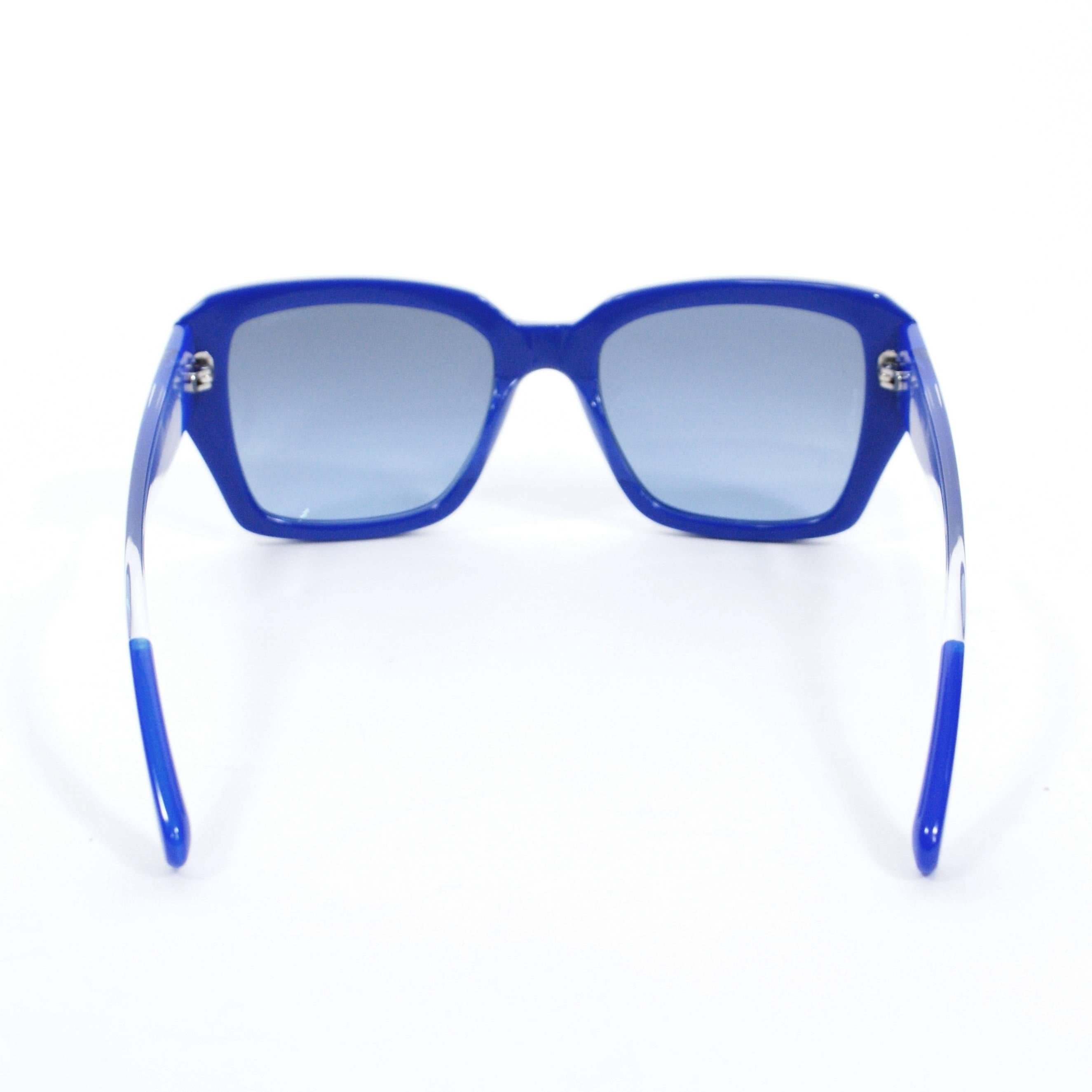 Purple Chanel Royal Blue/Lucite Sunglasses For Sale