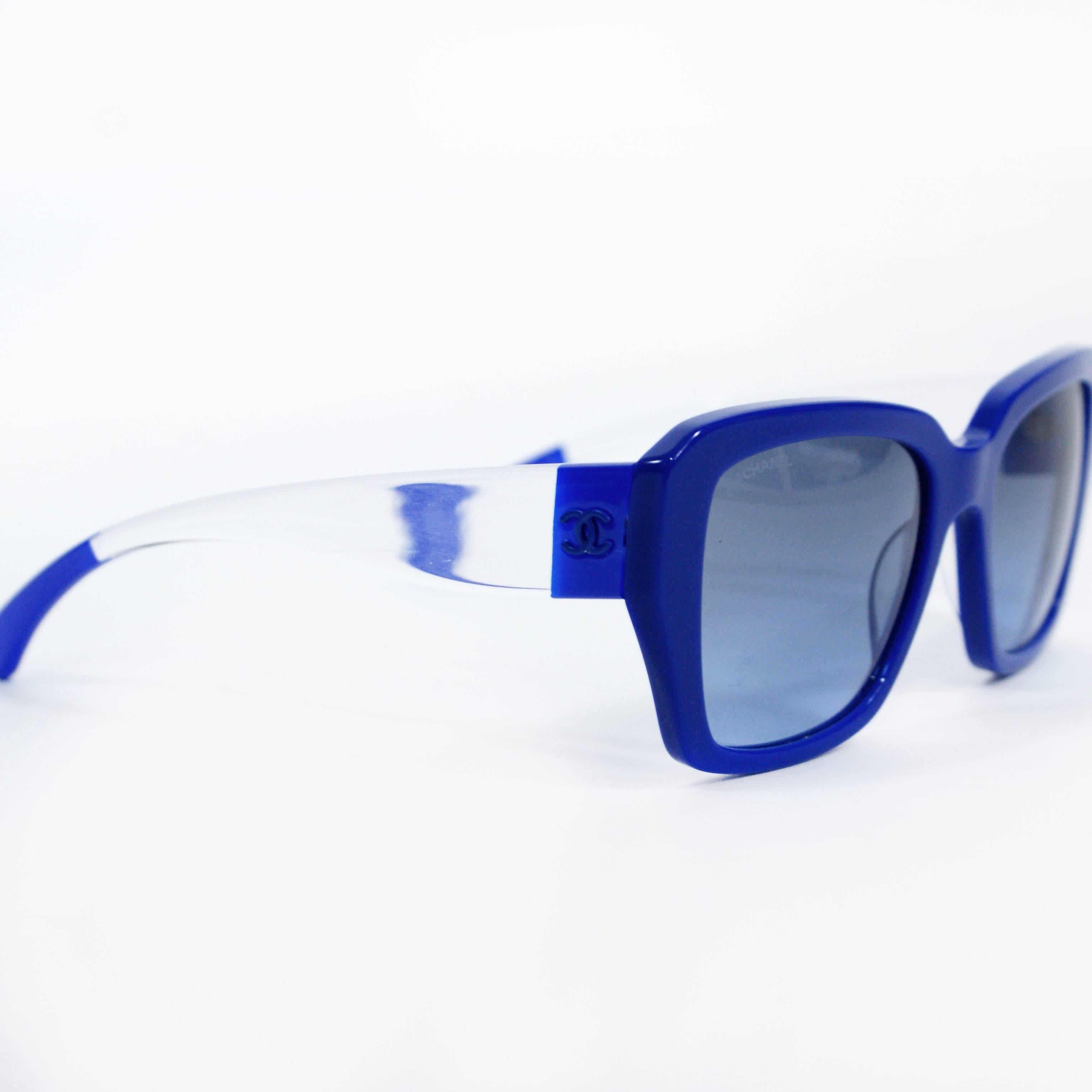 Women's Chanel Royal Blue/Lucite Sunglasses For Sale