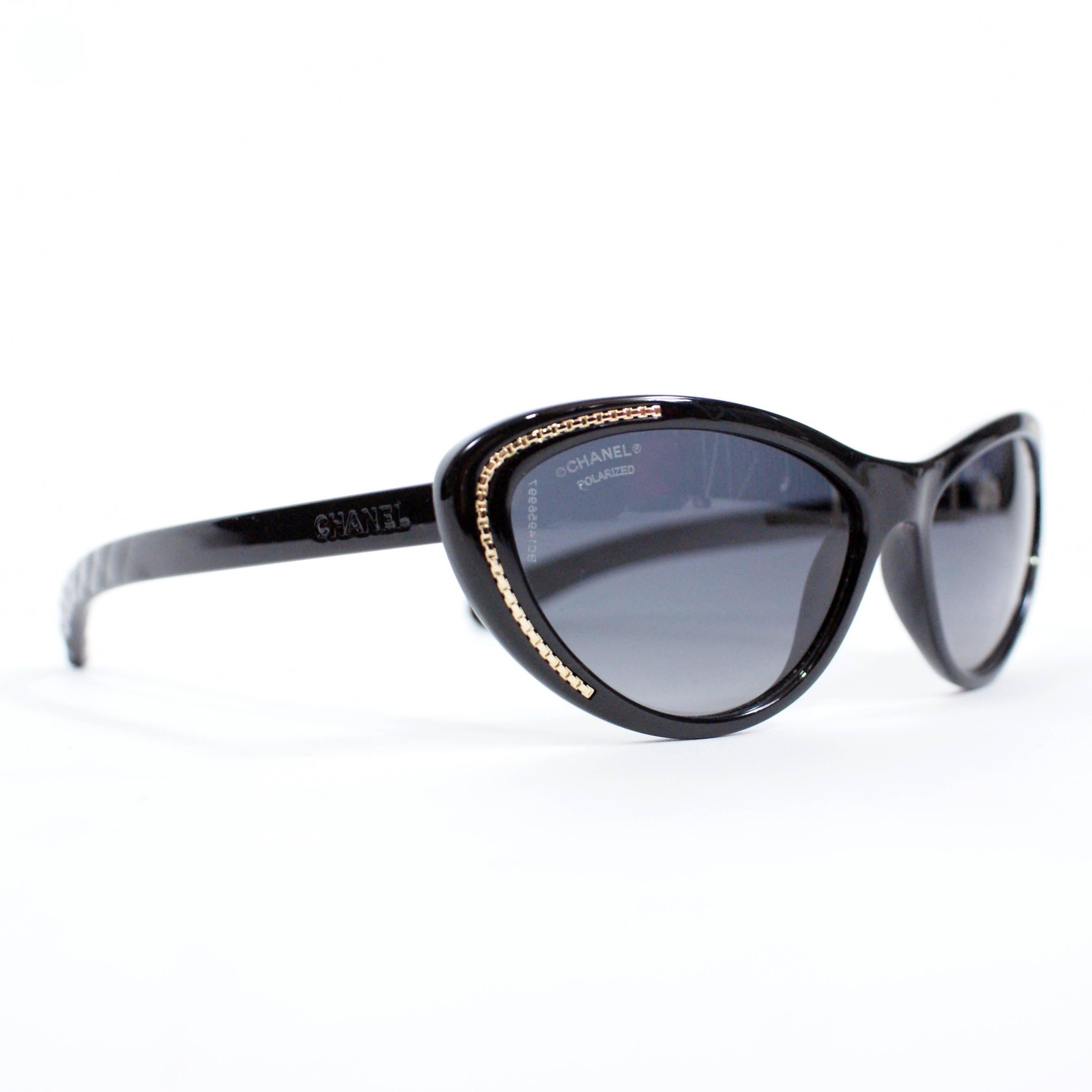 Chanel Cat-Eye Black sunglasses new with case.