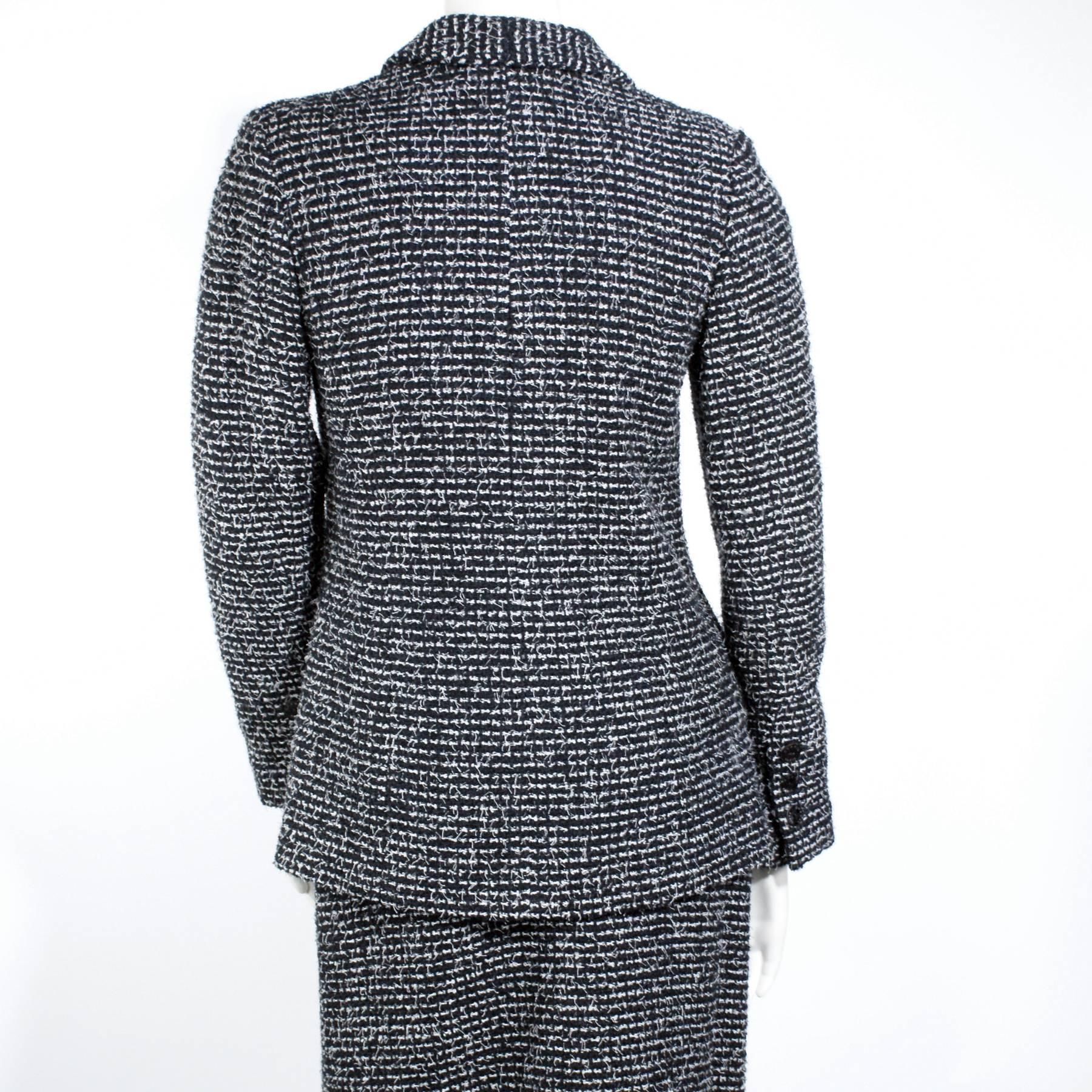 Women's Chanel Black And White Tweed Two Piece Skirt Suit  For Sale