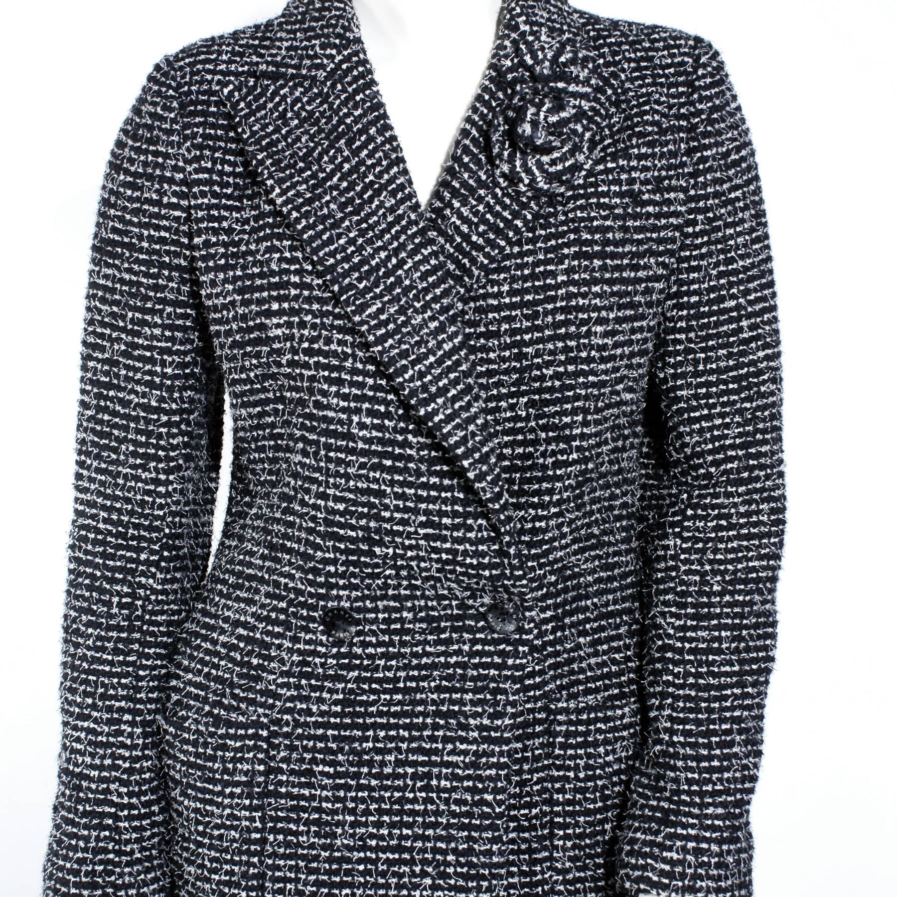 Chanel Black And White Tweed Two Piece Skirt Suit  For Sale 1