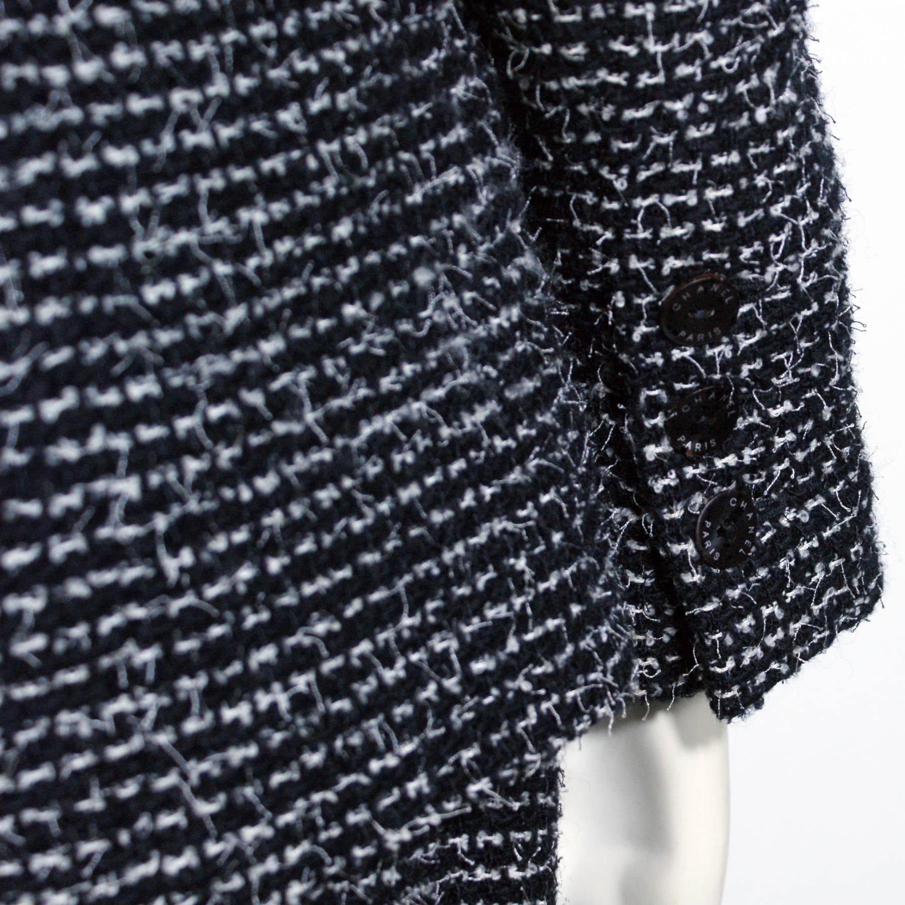 Chanel Black And White Tweed Two Piece Skirt Suit  For Sale 2