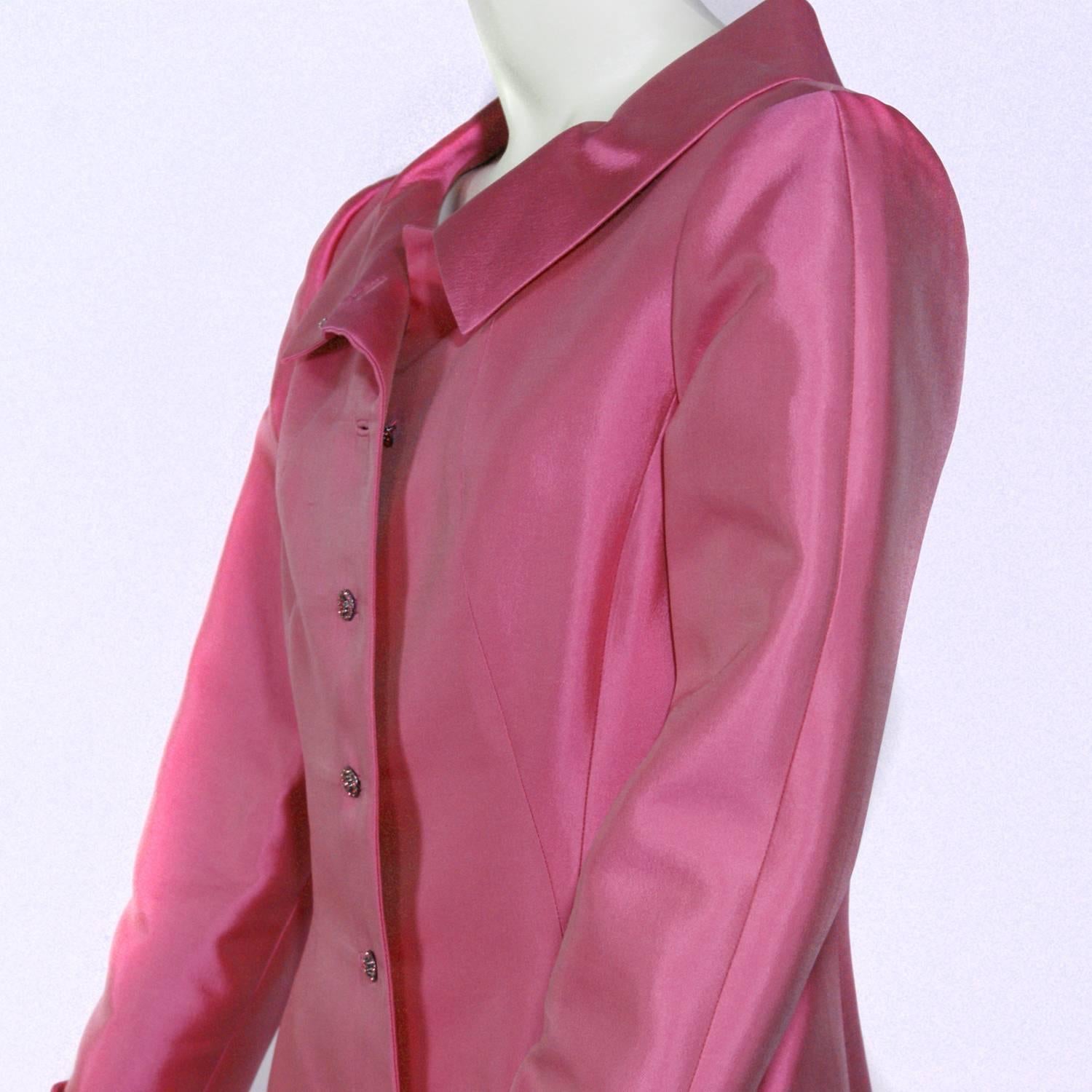 Oscar de la Renta Pink Button Down Coat For Sale 3