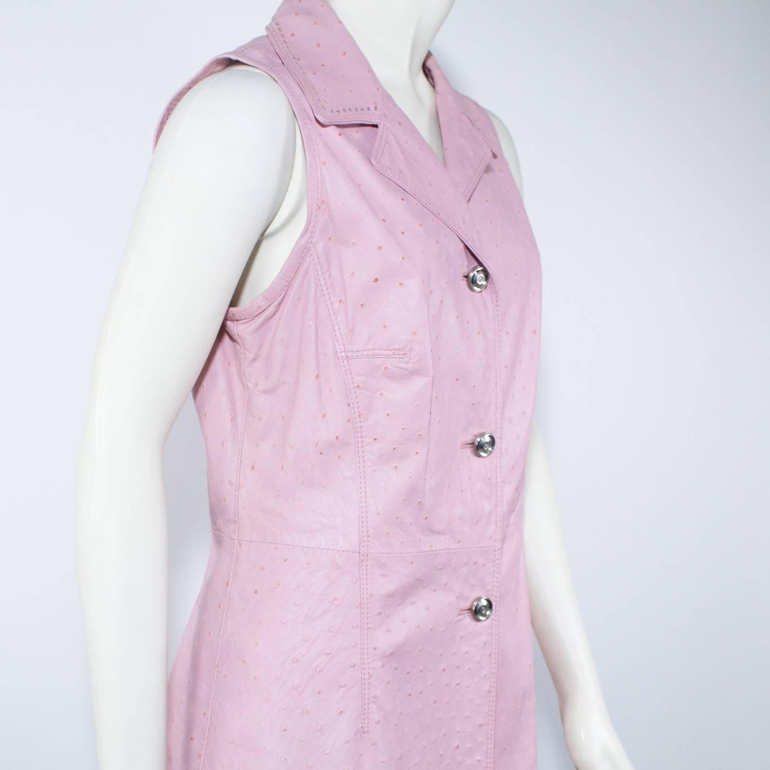 Gray Gianfranco Ferre Pink Ostrich Leather Vest For Sale