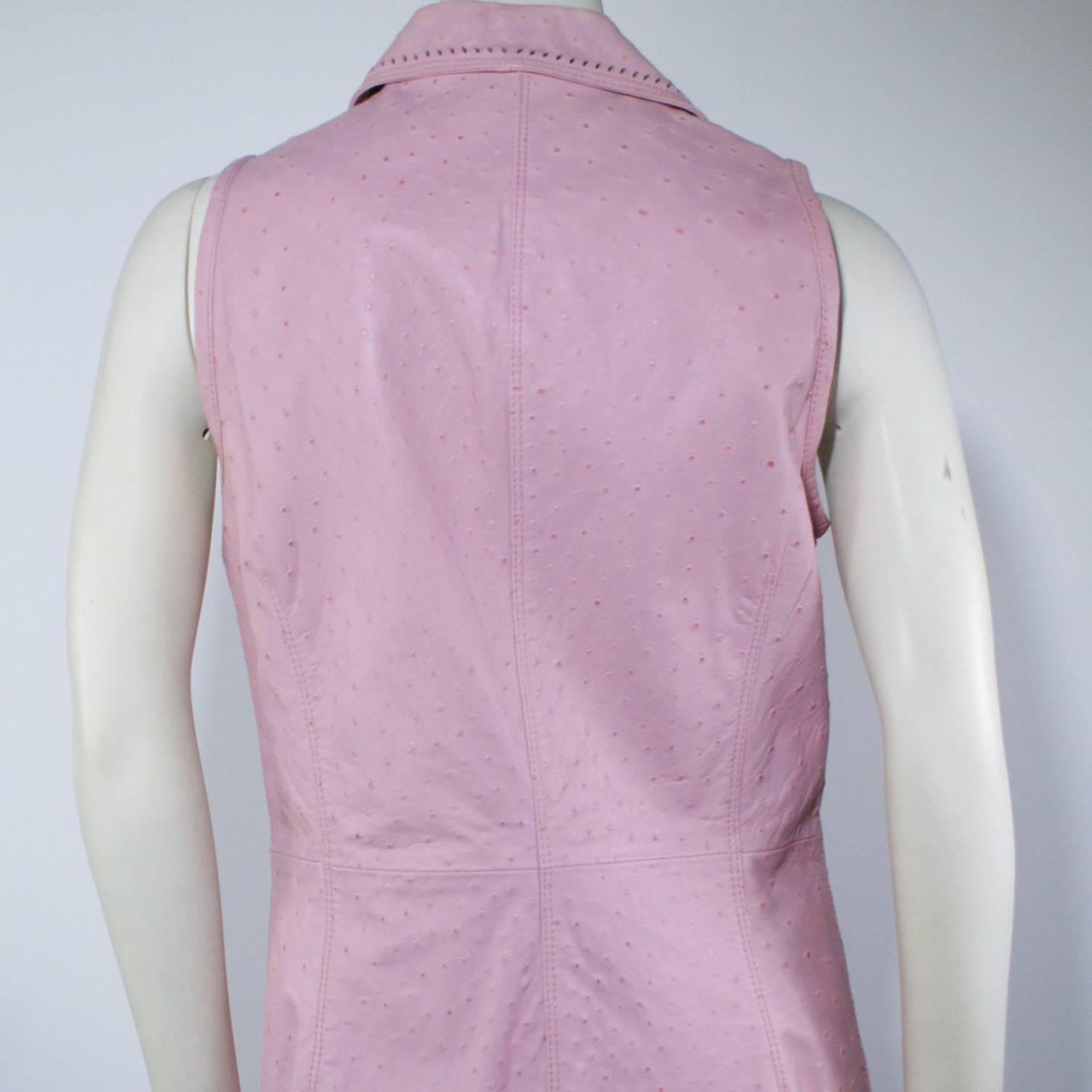 Women's Gianfranco Ferre Pink Ostrich Leather Vest For Sale