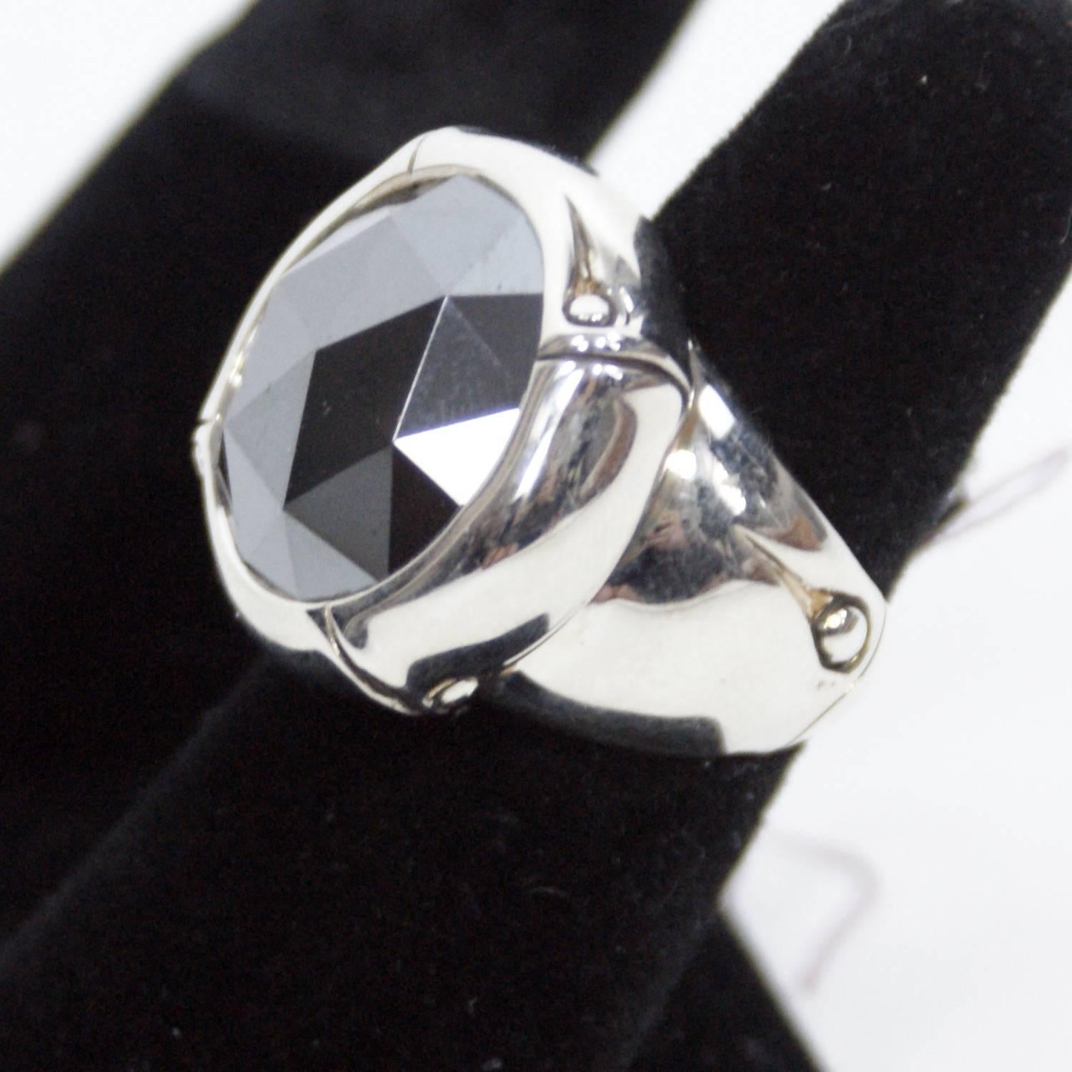 Contemporary John Hardy Sterling Hematite Ring  For Sale