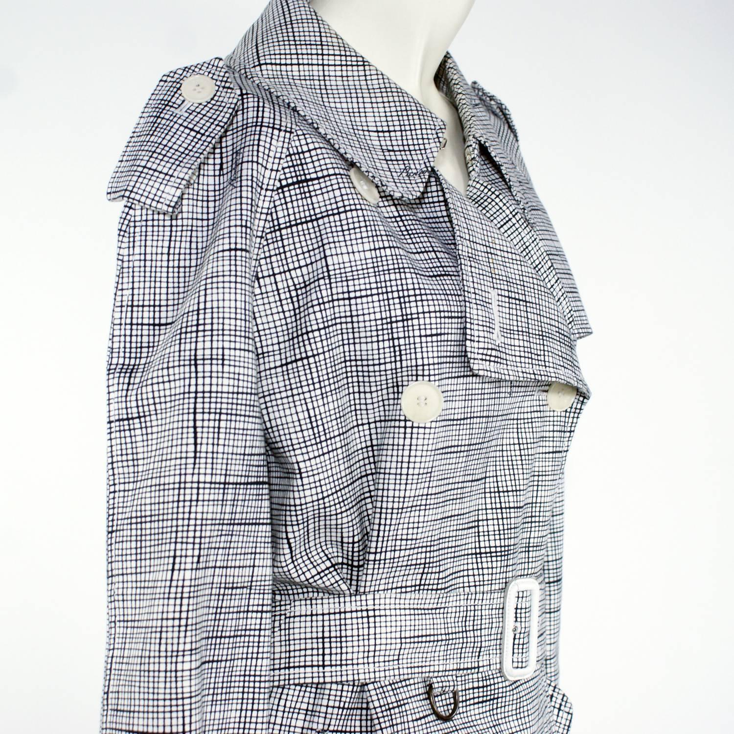 black and white plaid trench coat