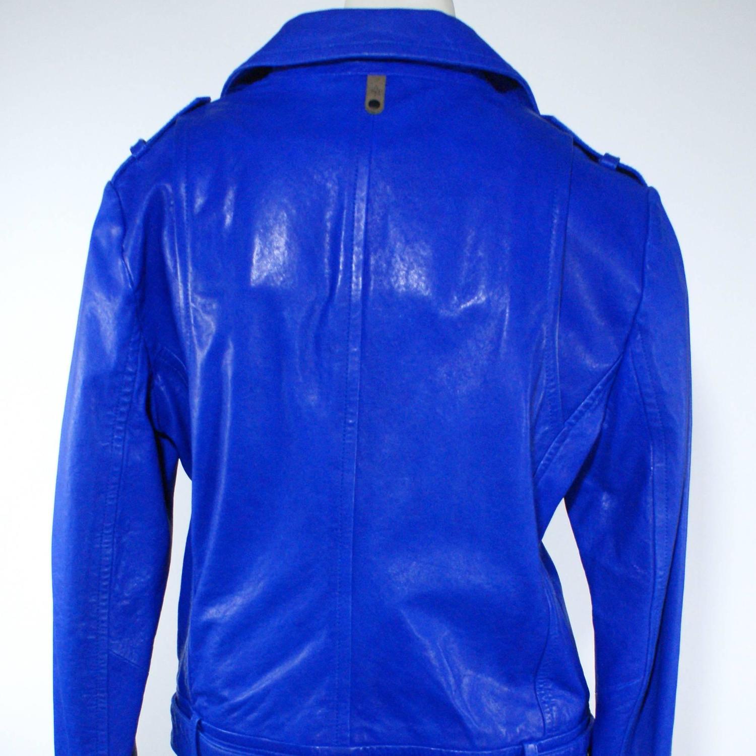 Mackage Royal Blue Leather Jacket at 1stdibs