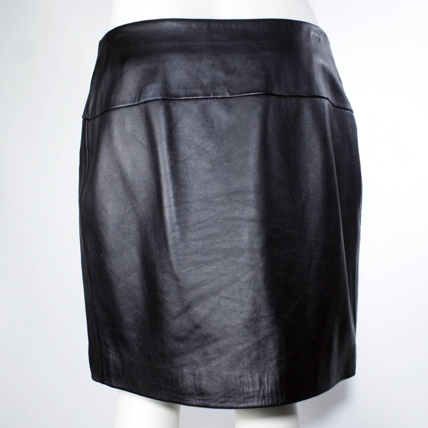Balenciaga Black Leather Skirt at 1stDibs