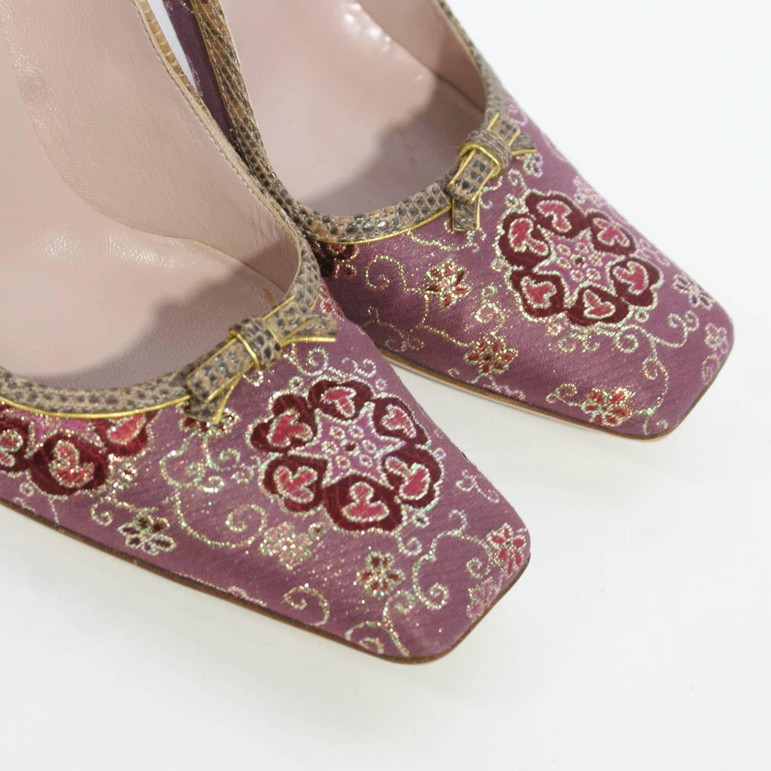 Women's Prada Mauve Tapestry Heels