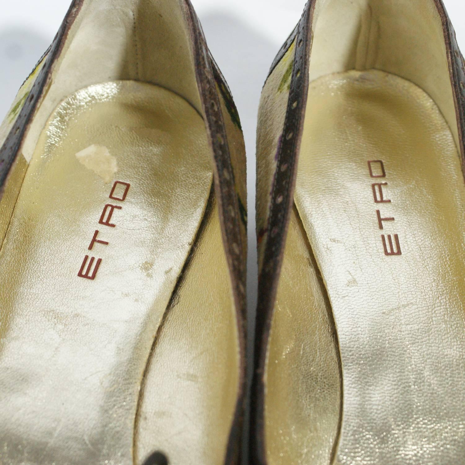Etro Velvet Paisley Floral Design Kitten Heels 2