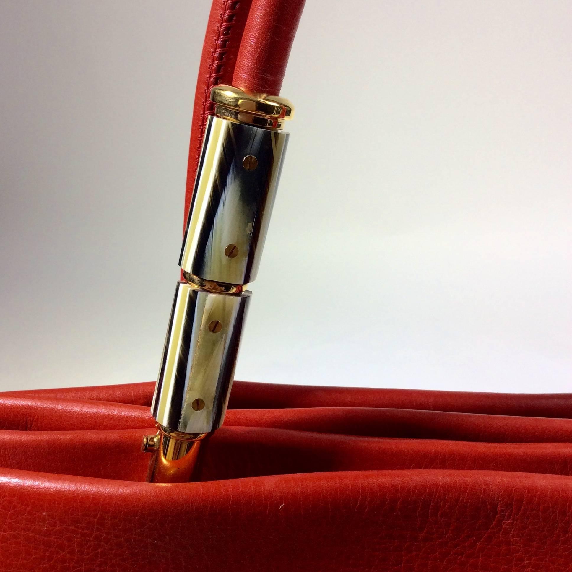 Women's Lanvin Red Leather Tote with Gold Hardware For Sale