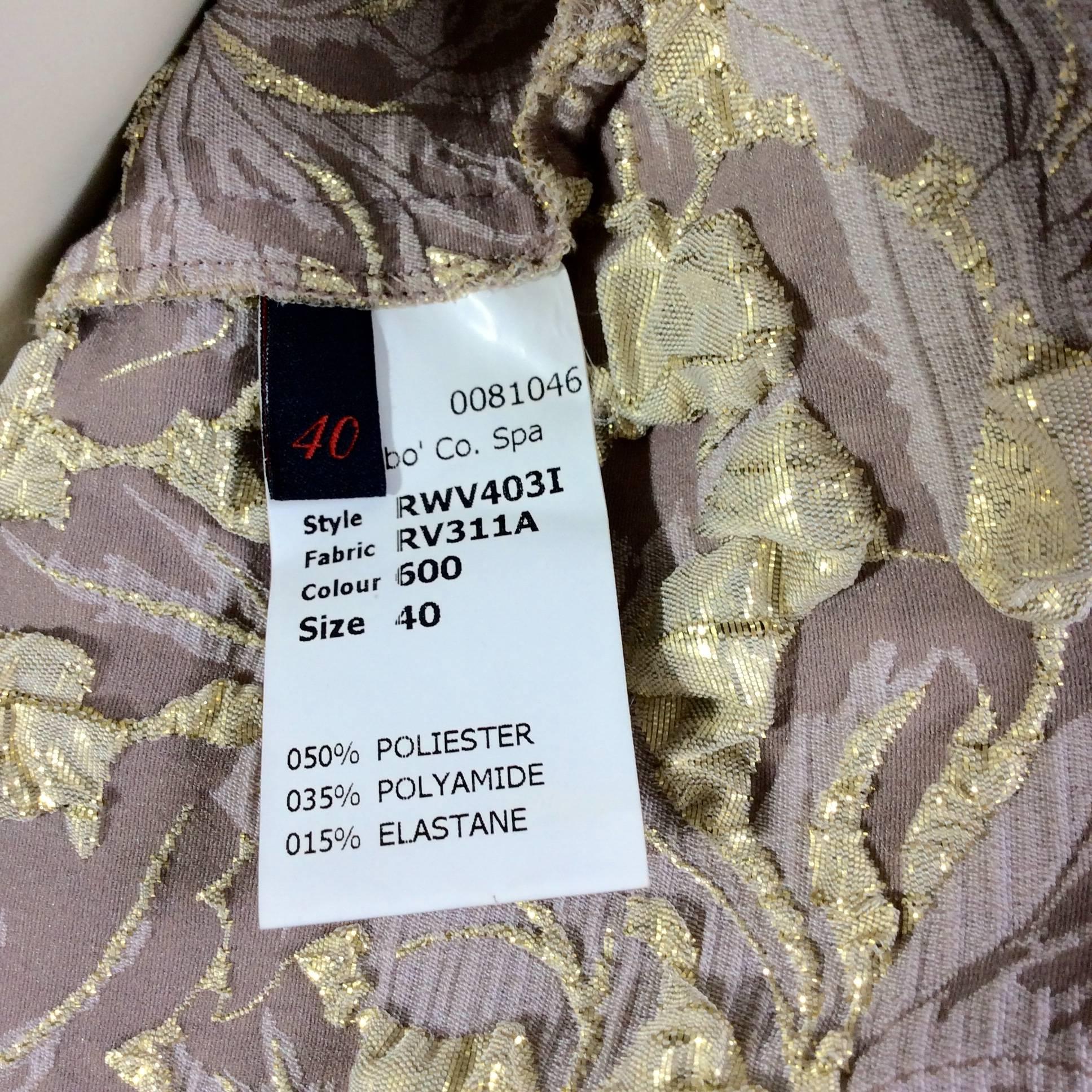 Rochas Mauve and Gold Brocade Gown with Ruffled Sleeves For Sale 2