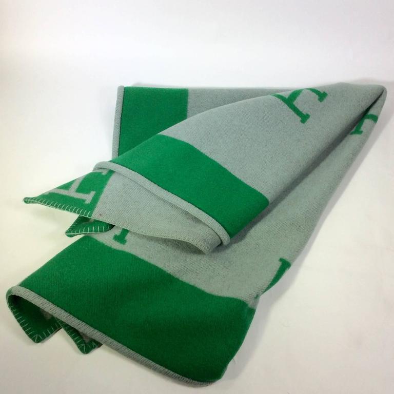 Hermes Green and Grey Wool Avalon Blanket at 1stDibs green hermes