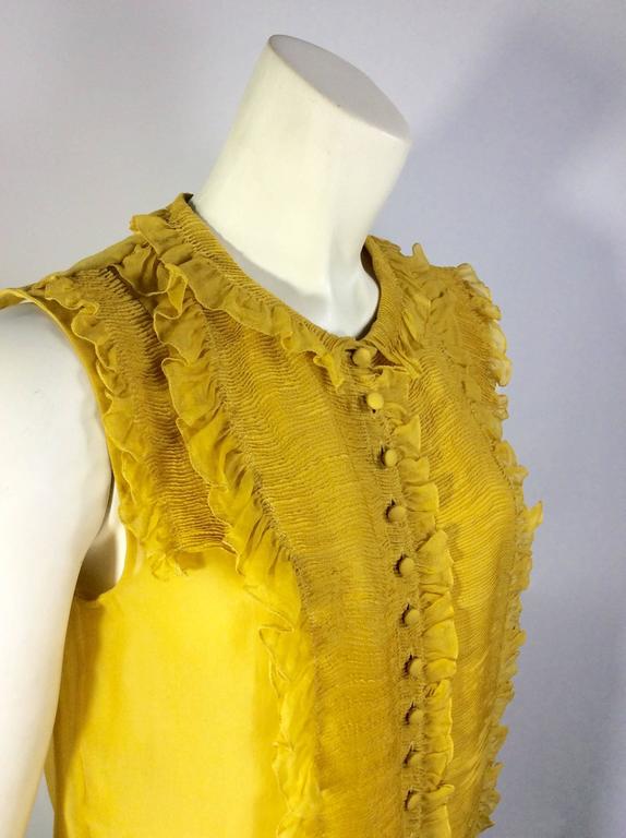 Chloe Mustard Ruffle Front Blouse For Sale at 1stDibs