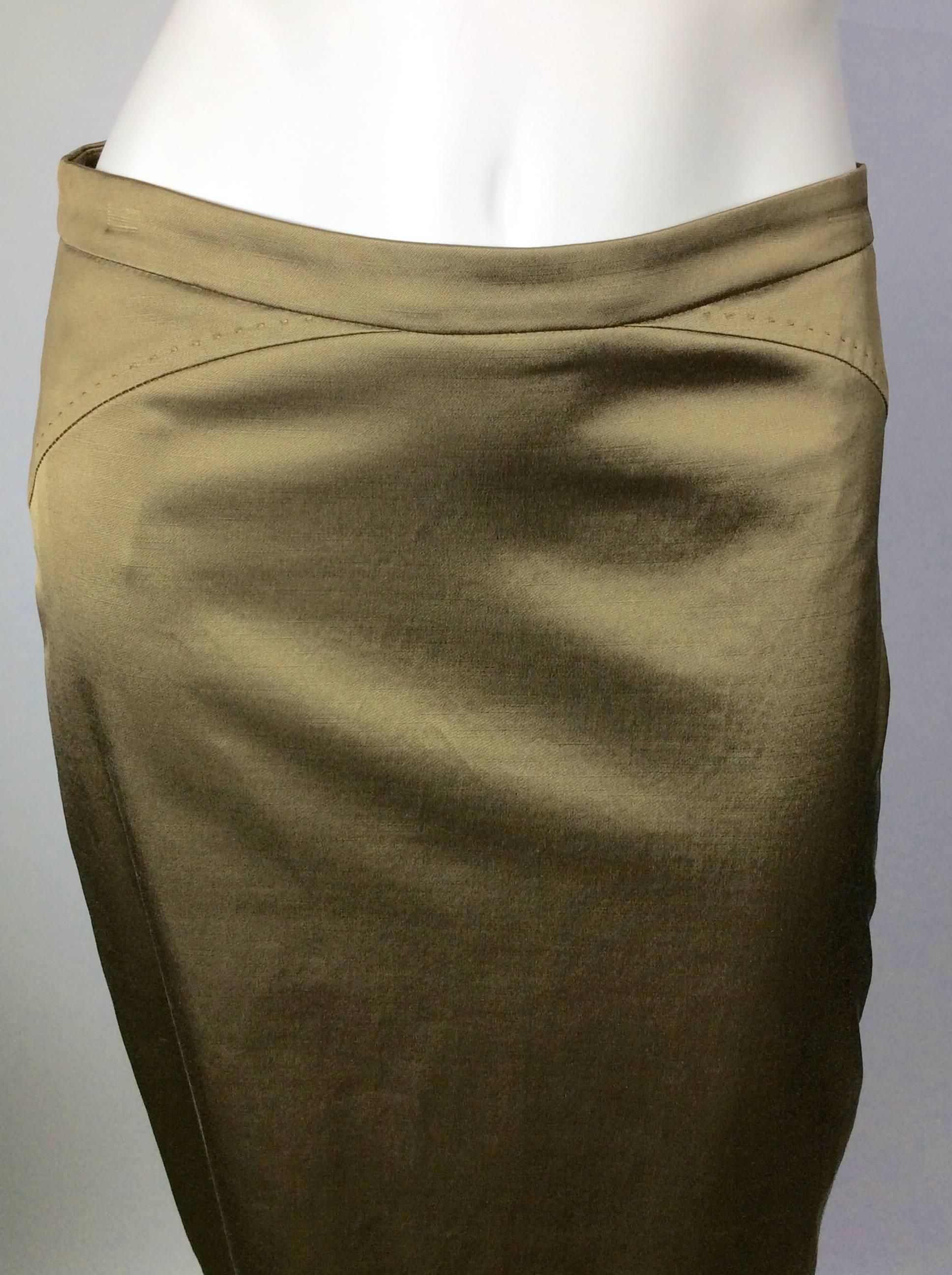 Women's Etro Gold/Olive Iridescent Pencil Skirt For Sale